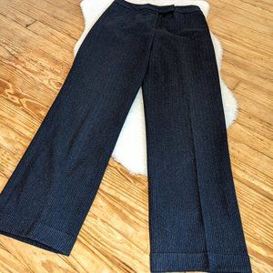 Vintage Wool Blend Pinstriped Wide Leg Trousers in Dark Gray